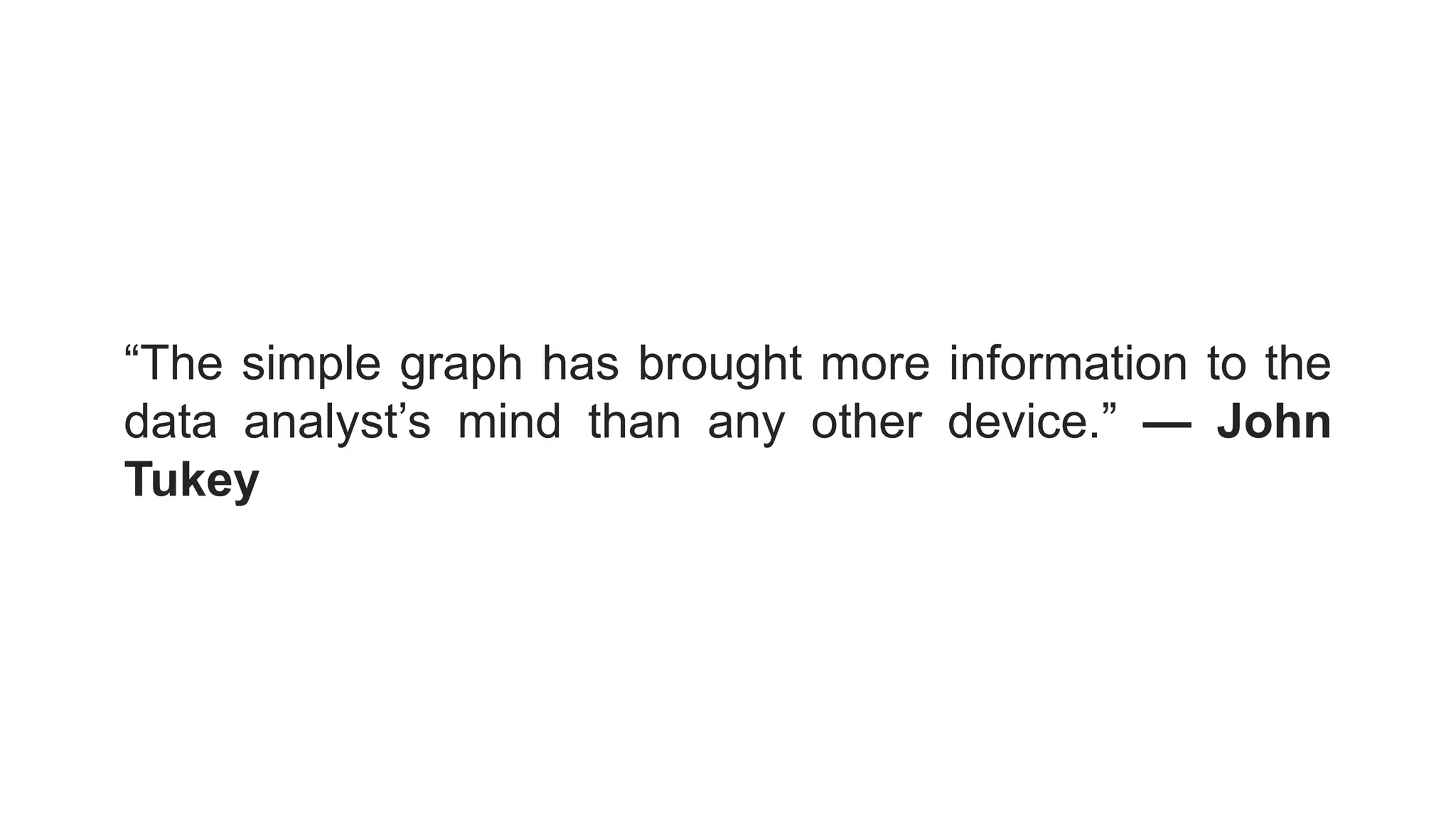 “The simple graph has brought more information to the
data analyst’s mind than any other device.” — John
Tukey
 