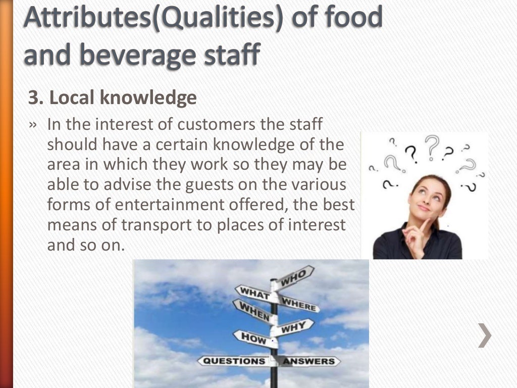 food & beverage organization structure & attributes