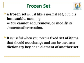 unit2- frozen - set in python programming | PPTX