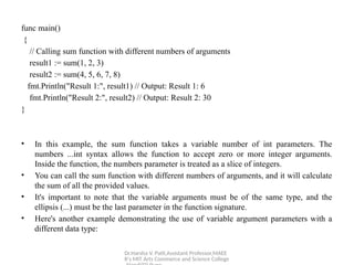 Functions in Go Programming Language | PPTX