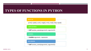 Unit 2 - Functions in python - Prof Jishnu M S | PPTX