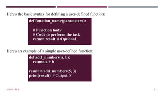 Unit 2 - Functions in python - Prof Jishnu M S | PPTX