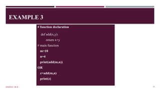 Unit 2 - Functions in python - Prof Jishnu M S | PPTX