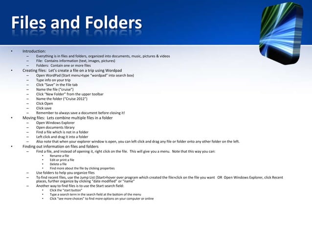 Unit 2 introduction to windows 7 | PPT