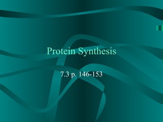 Protein Synthesis 7.3 p. 146-153 