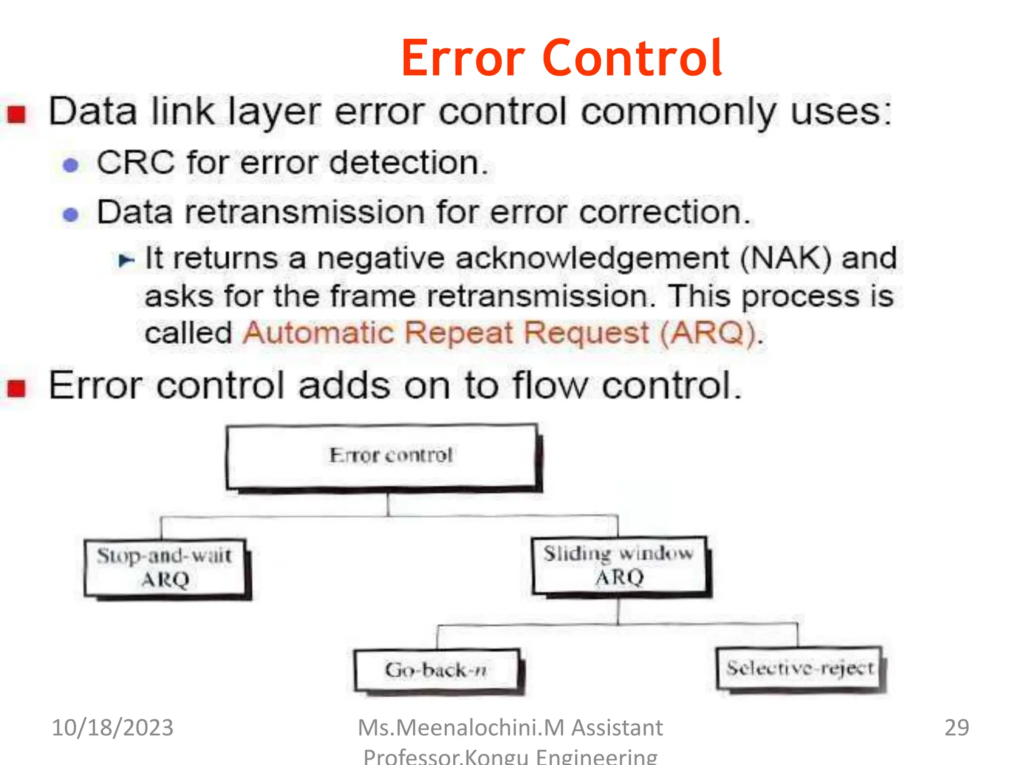 Error Control
10/18/2023 Ms.Meenalochini.M Assistant 29
 
