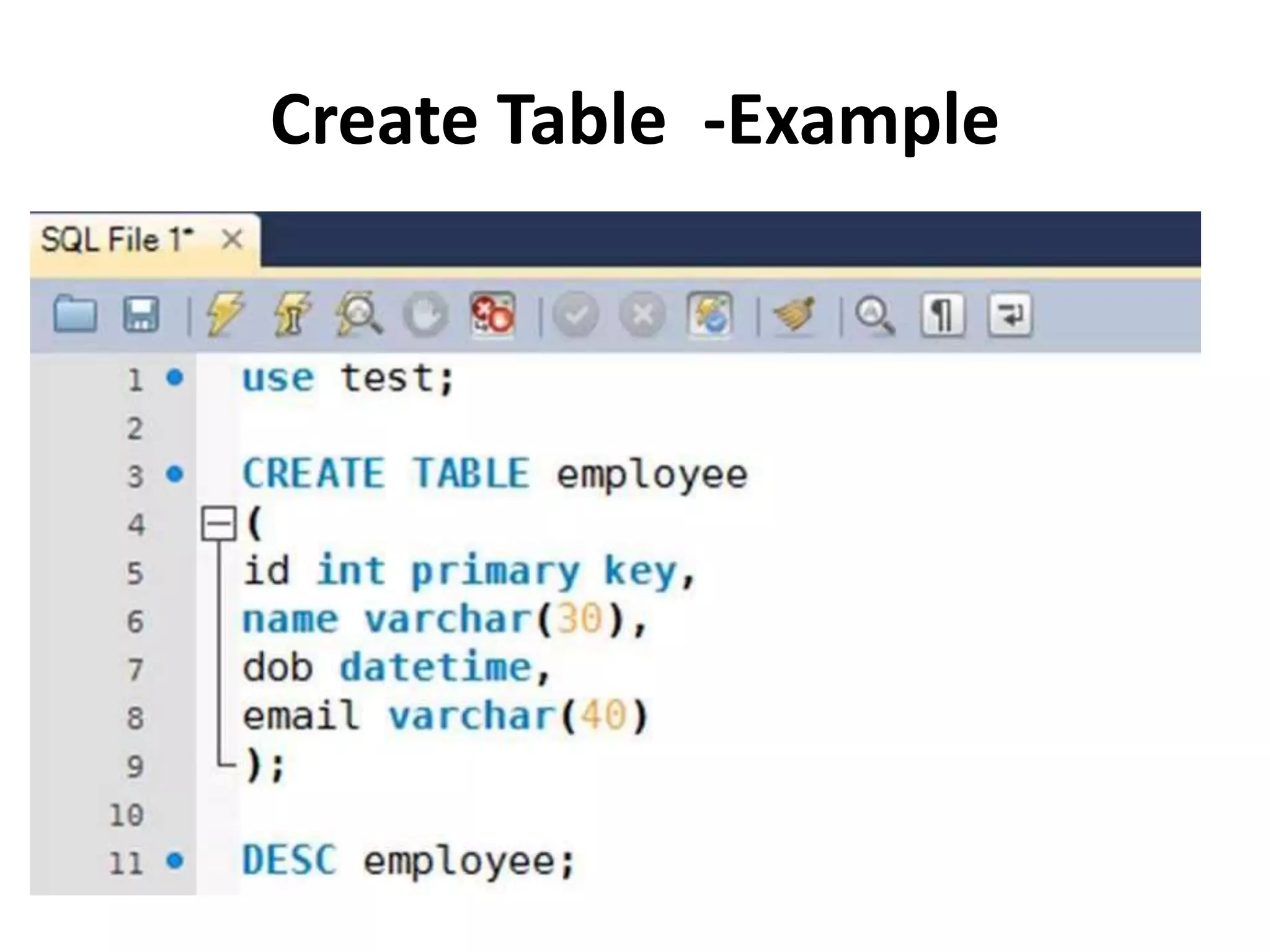 Create Table -Example
 