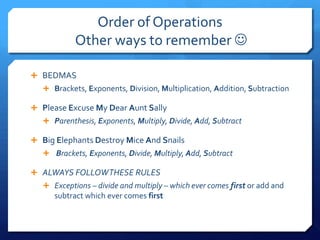 Unit 2 order of operations | PPTX