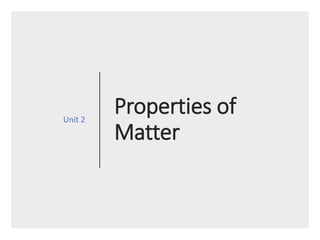 Properties of
Matter
Unit 2
 