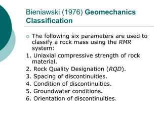 Orientation Rmr Unit 2 - Rock Mass Classification.ppt