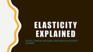 ELASTICITY
EXPLAINED
H T T P S : / / W W W. Y O U T U B E . C O M / W AT C H ? V = H H C B
L I X I A A K
 