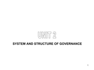 UNIT 2 SYSTEM AND STRUCTURE OF GOVERNANCE 