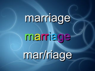 marriagemarriage
mmaarrrriaiagege
marmar//riageriage
 