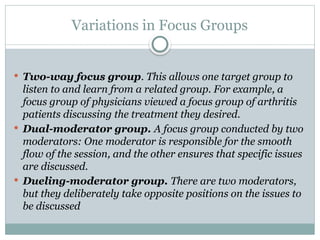 Two Way Focus Group Example Chapter-2-Research Design Particulars and its types | PPT