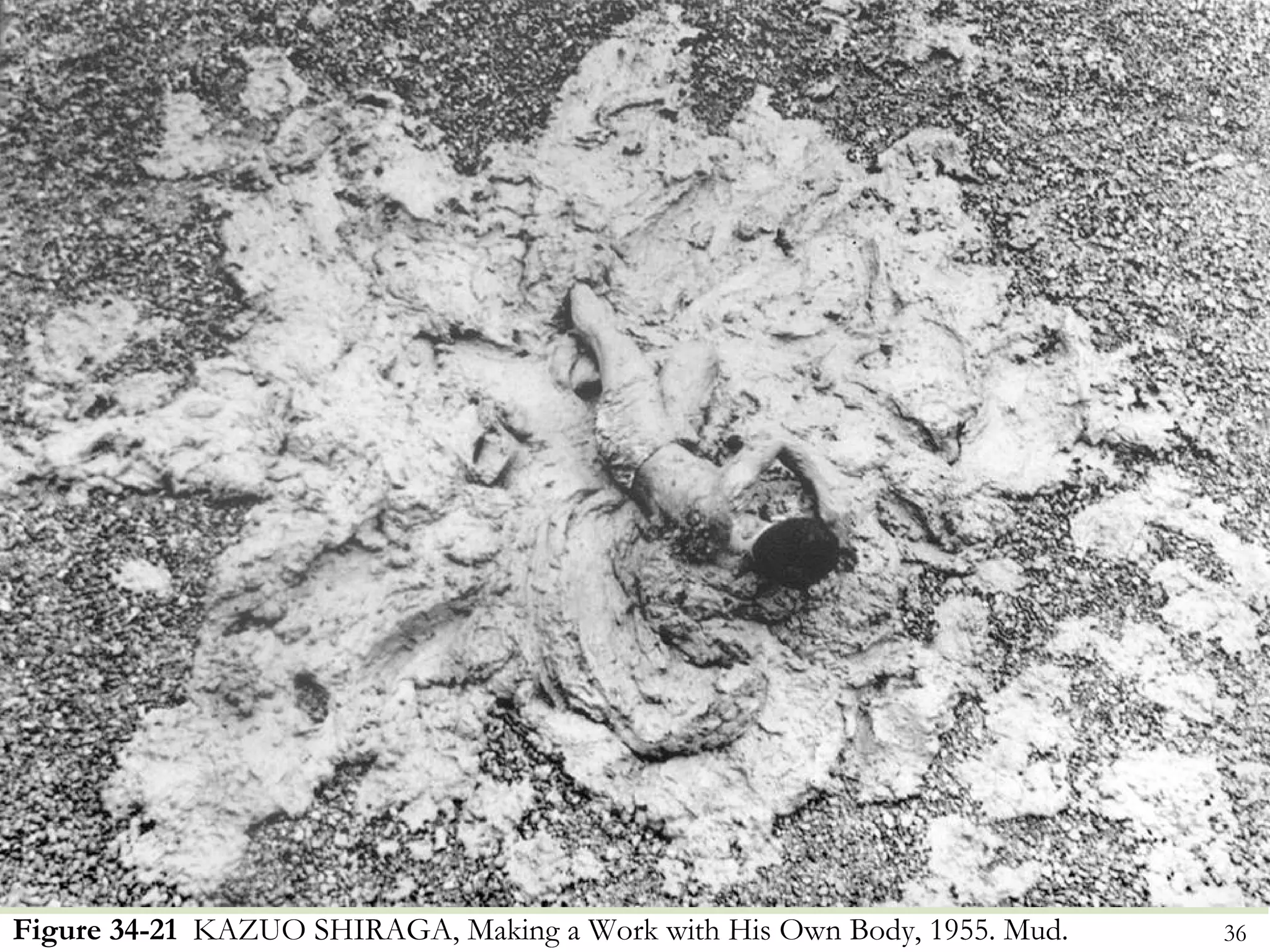 Figure 34-21 KAZUO SHIRAGA, Making a Work with His Own Body, 1955. Mud.   36
 