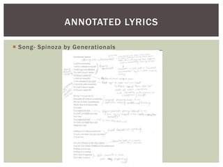  Song- Spinoza by Generationals
ANNOTATED LYRICS
 