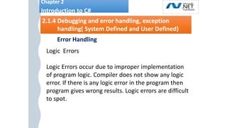 Unit2_2.pptx Chapter 2 Introduction to C# | PPTX