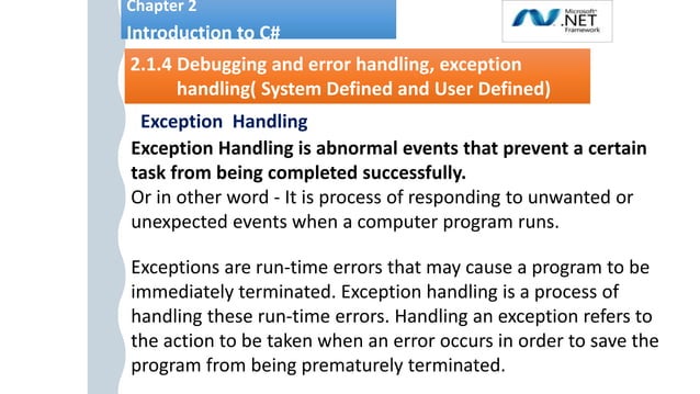 Unit2_2.pptx Chapter 2 Introduction to C# | PPTX