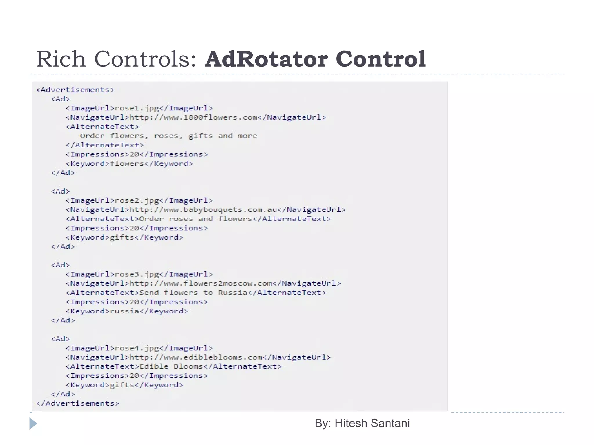Rich Controls: AdRotator Control
By: Hitesh Santani
 