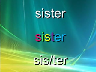 sistersister
ssiisstterer
sis/tersis/ter
 