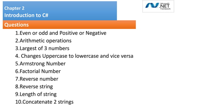 Unit2_3.pptx Chapter 2 Introduction to C# | PPTX | Programming ...