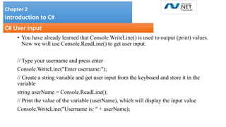 Unit2_3.pptx Chapter 2 Introduction to C# | PPTX | Programming ...