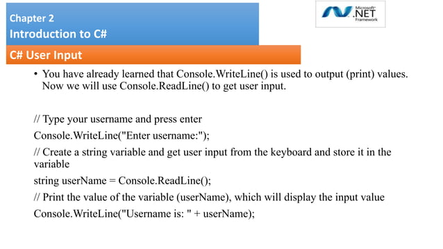 Unit2_3.pptx Chapter 2 Introduction to C# | PPTX | Programming ...