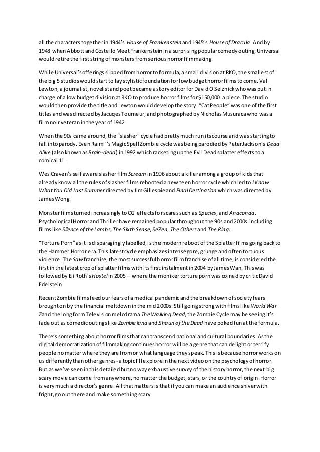 Horror Movie Essay - Words | Help Me