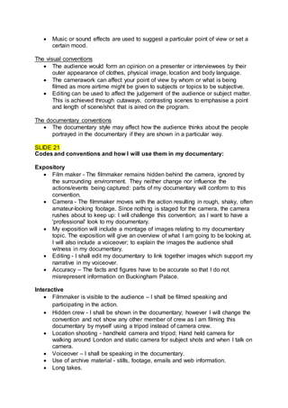Unit 27 task 2 codes and conventions of factual programmes | DOCX