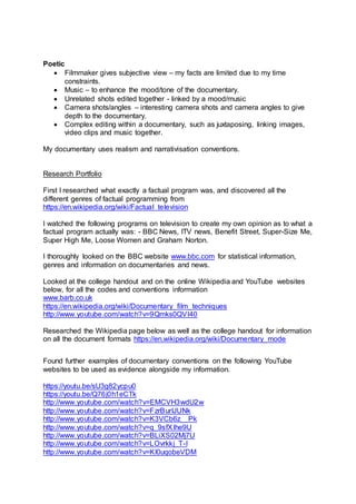 Unit 27 task 2 codes and conventions of factual programmes | DOCX