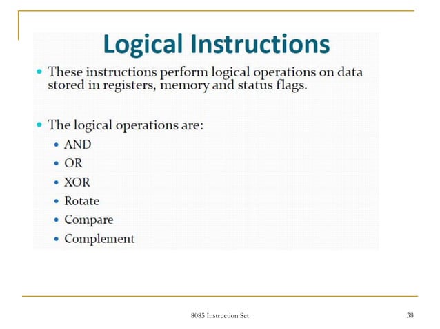 Unit 2 8085 instruction set ppt | PPT