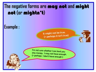 The negative forms are may not and might
  not (or mightn’t)

Example :
 