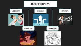DESCRIPTION-IVE
AGGRESSIVE DECISIVE EFFECTIVE
ATTRACTIVE IMPRESSIVE
 
