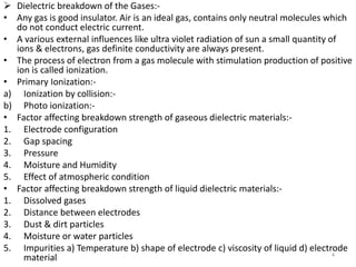 Unit 2 a) Dielectric Breakdown b) Testing of Material | PDF