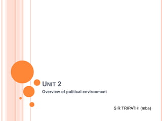 UNIT 2
Overview of political environment
S R TRIPATHI (mba)
 