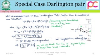 Special Case Darlington pair
11/2/2020
Dr. Piyush Charan, Dept. of ECE, Integral University,
Lucknow
33
 