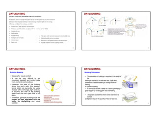 DAYLIGHTING
45
DAYLIGHTING
46
DAYLIGHTING
Building Massing
47
DAYLIGHTING
Building Orientation
48
 