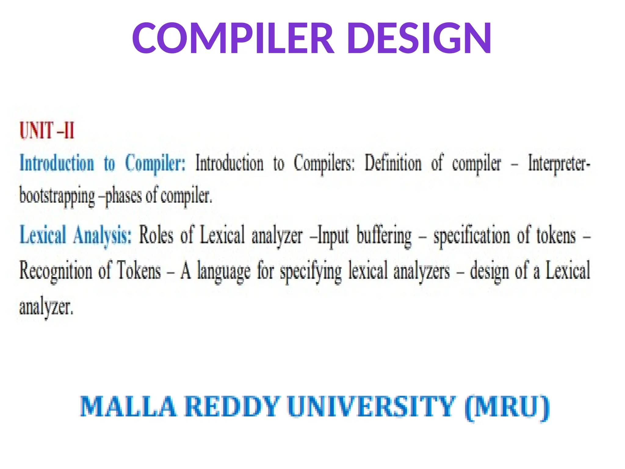 COMPILER DESIGN
 