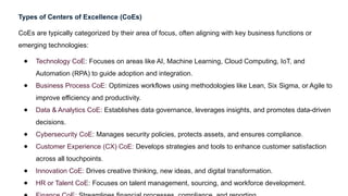 UNIT 2 Center of Excellence ,Types and their applications.pptx