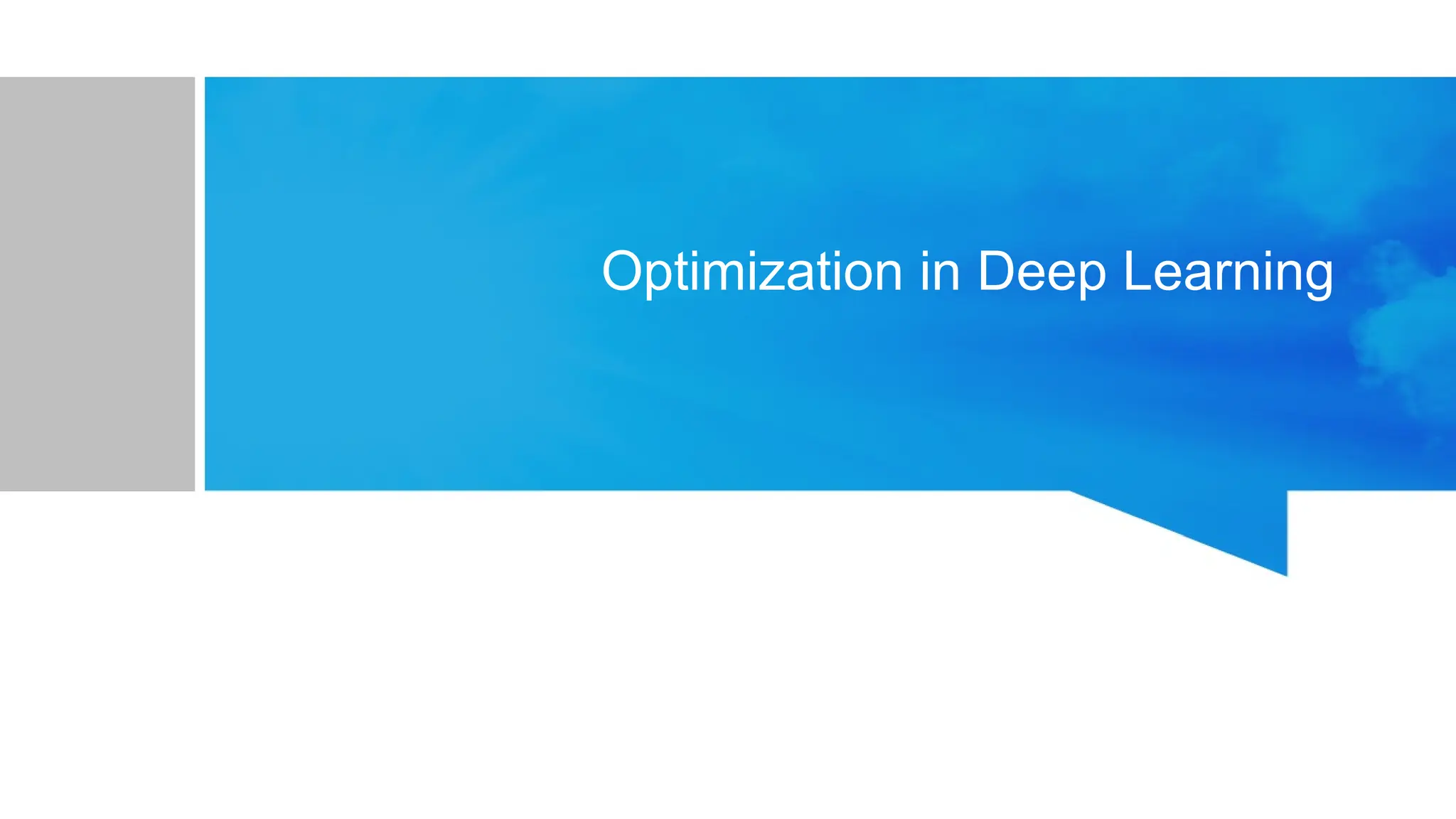 Optimization in Deep Learning
 