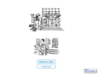 delante (de)
  in front (of)
 