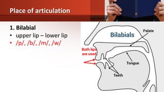 Bilabials Examples Unit 2: Consonants - English for beginners | PDF