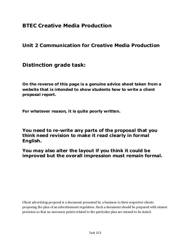 Unit 2 d1 distinction level sample client advertising ...