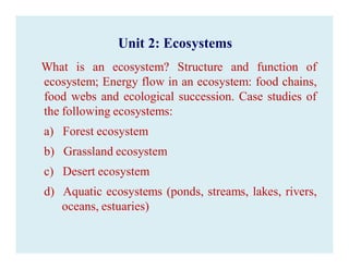Unit 2 - EVS - Different type of Ecosystems | PDF