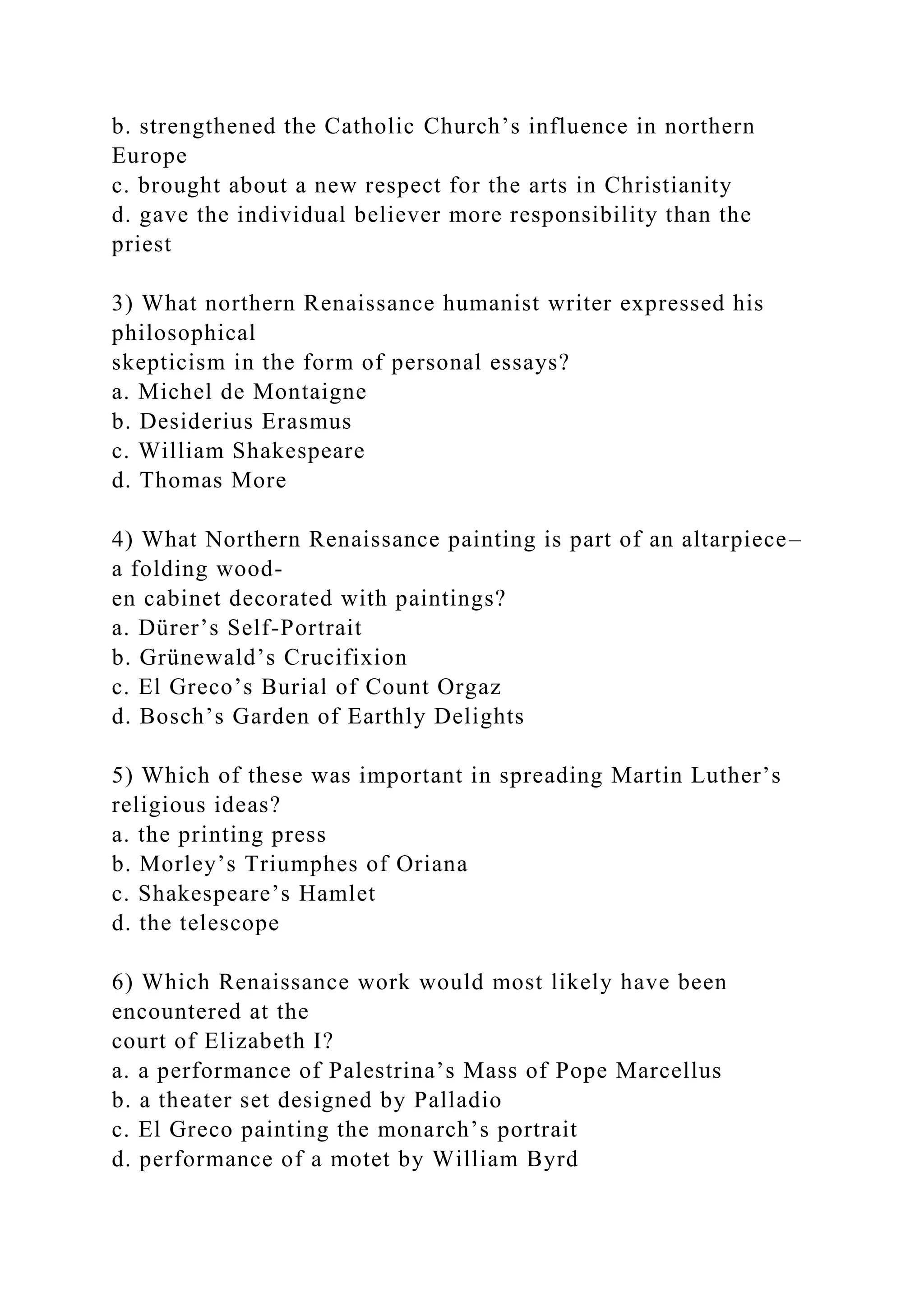 Unit 2 Examination GED 120 Introduction to HumanitiesMultiple .docx