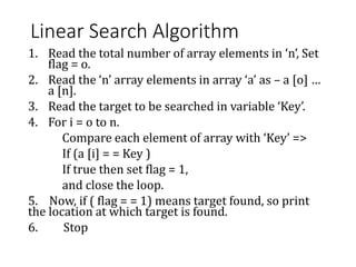 unit 2 First.pptx Searching - Linear and Binary Search | PPTX
