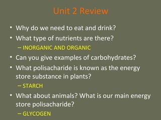 Unit 2 food and nutrition 3 eso | PPT