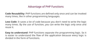 function in php like control loop and its uses | PPT