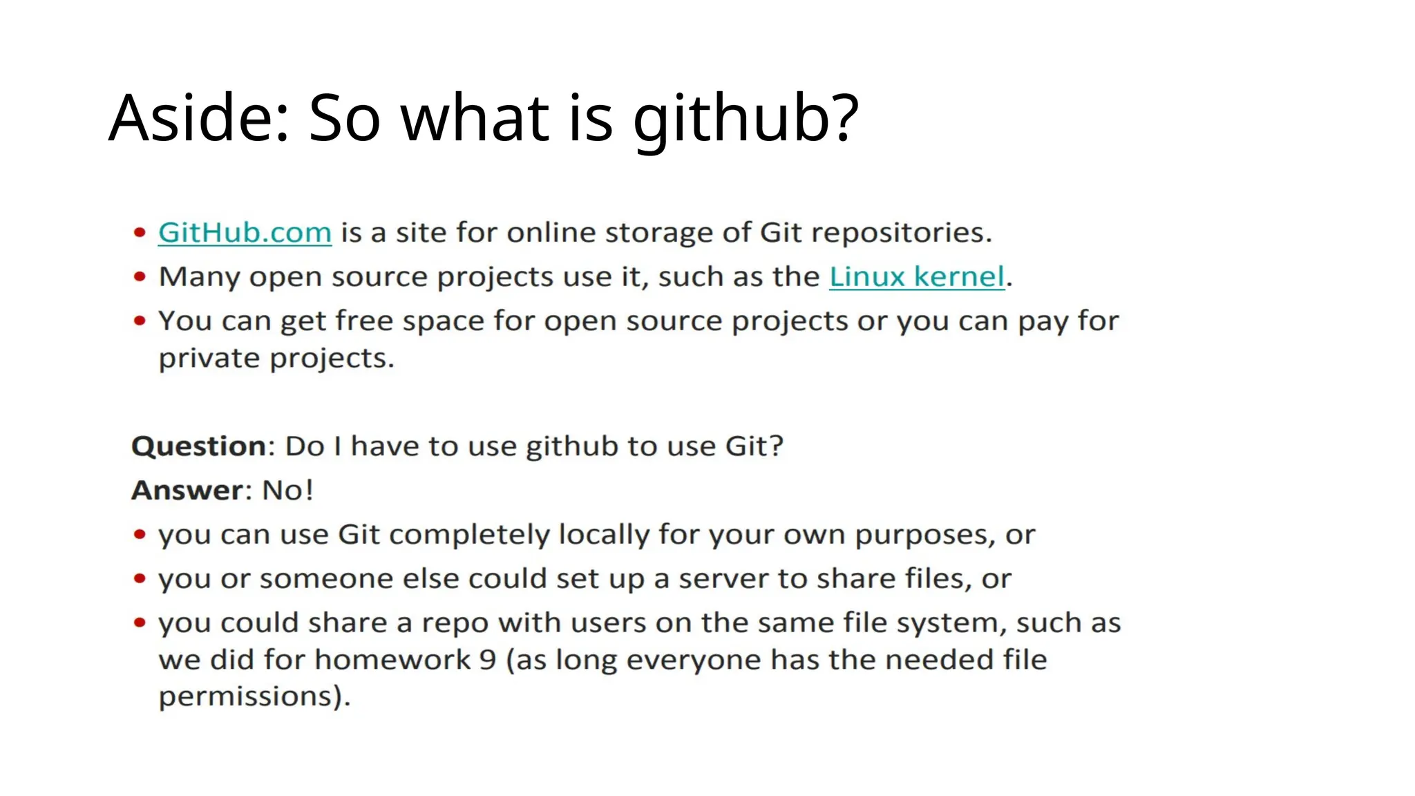 Aside: So what is github? 