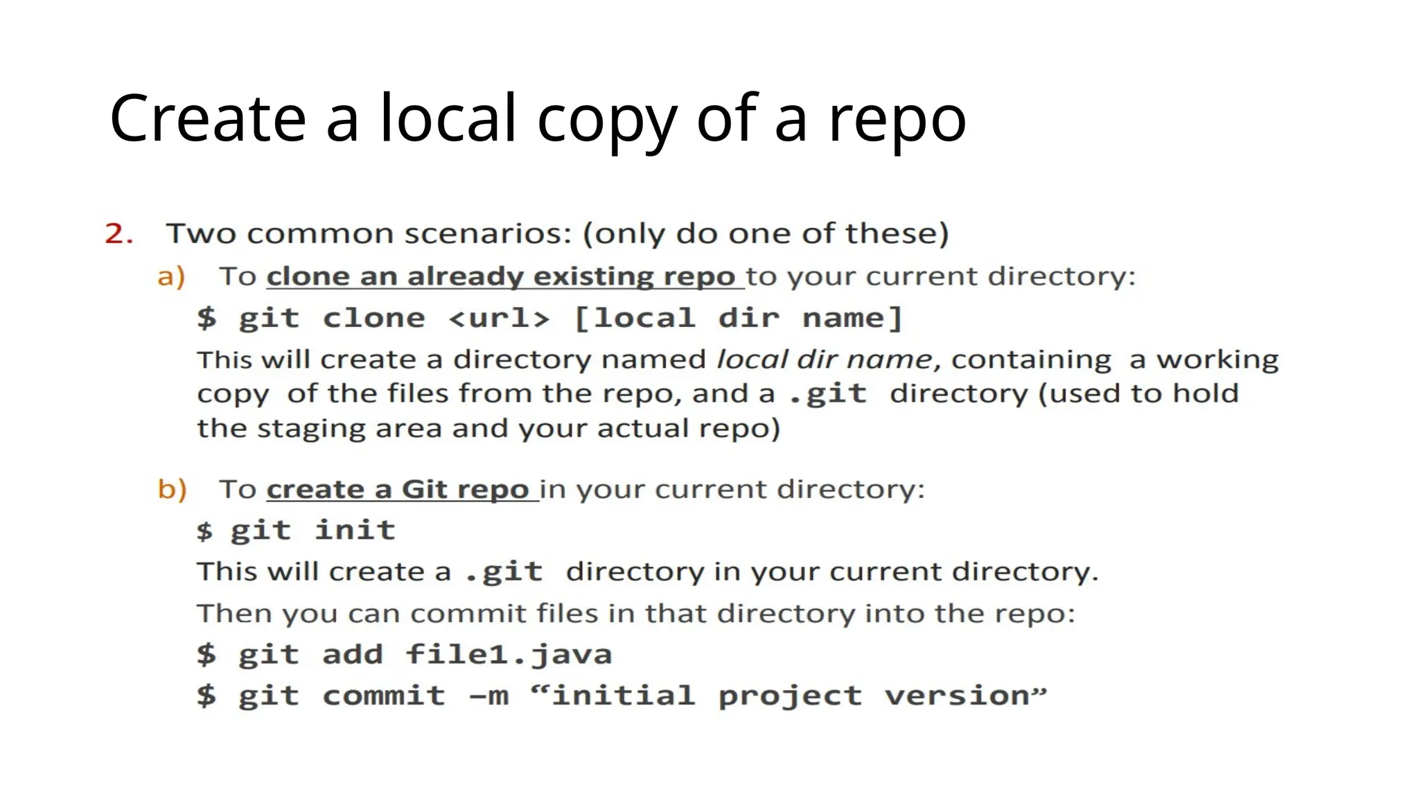 Create a local copy of a repo 